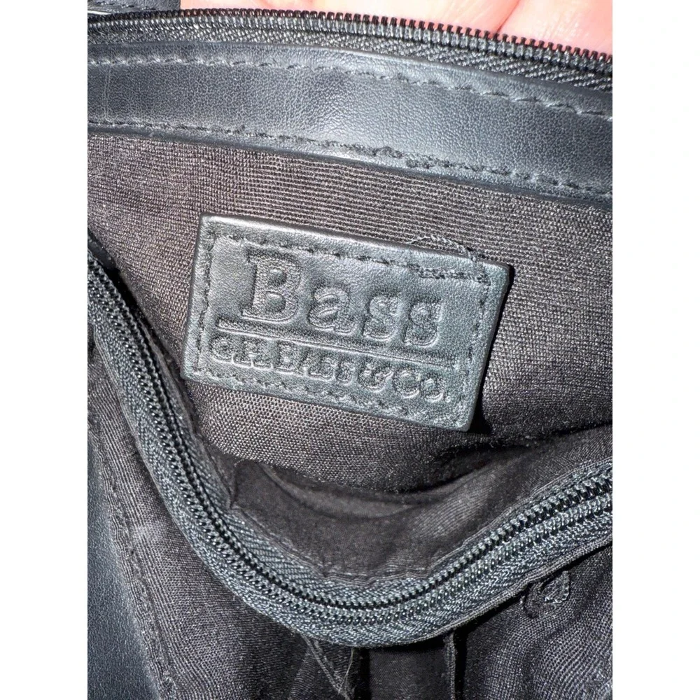Bass Cedarbuck (GH Bass) Black Leather Shoulder Tote Handbag Double Strap Purse